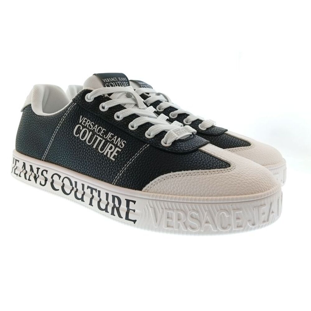 Versace Jeans Couture Mens Black / White Logo Platform Sneakers